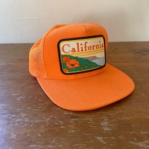 Vintage Bright Orange California adjustable flat bill hat